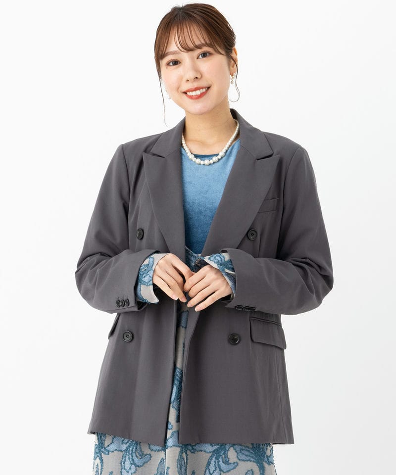 ANDRESD アンドレスド ボクシーレイヤードチュールジャケット グレー系