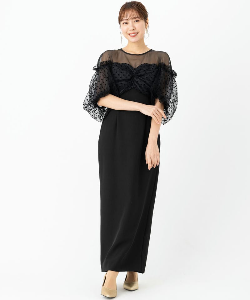 ANDRESD アンドレスド フロッキードットドレス ブラック系 | 結婚式