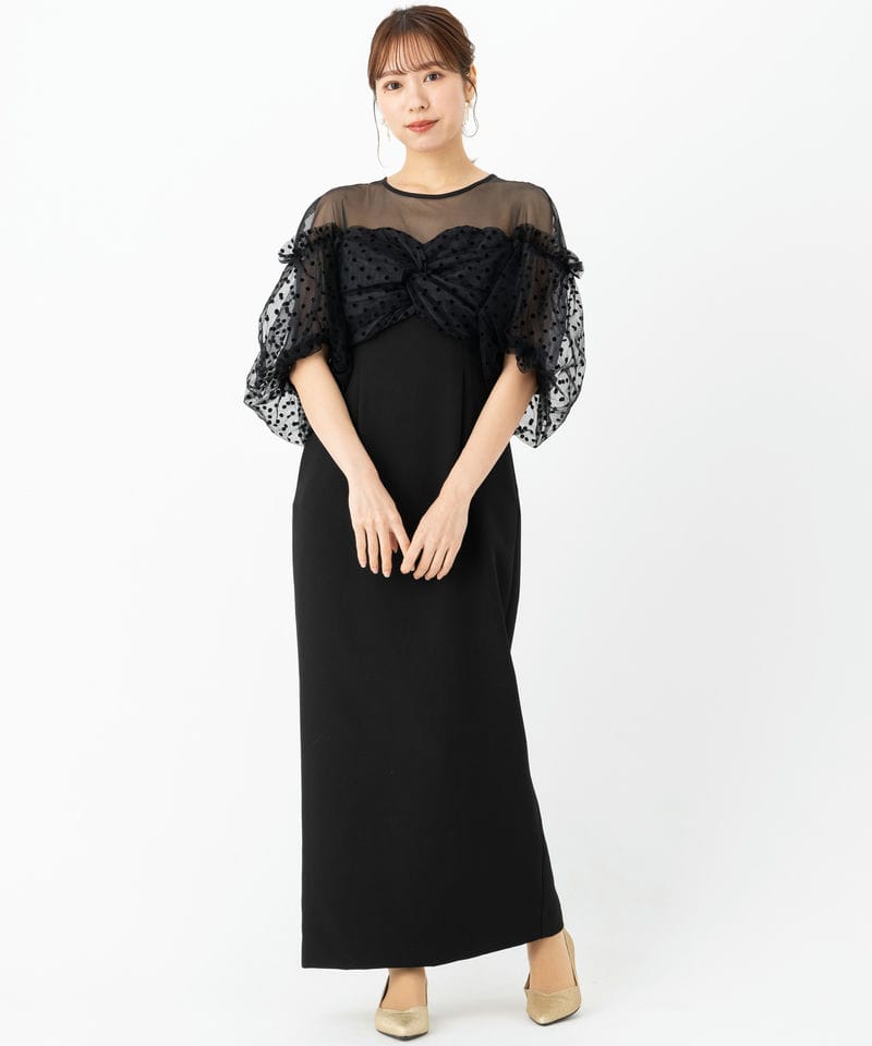 ANDRESD アンドレスド フロッキードットドレス ブラック系 | 結婚式