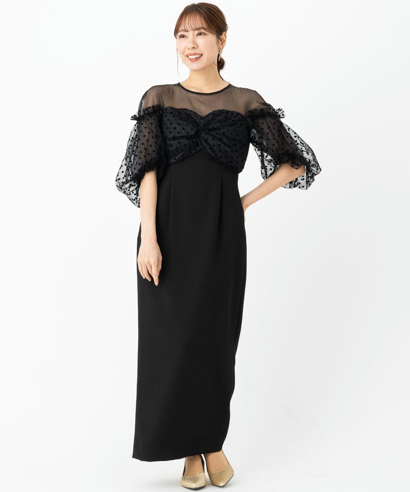 ANDRESD アンドレスド フロッキードットドレス ブラック系 | 結婚式