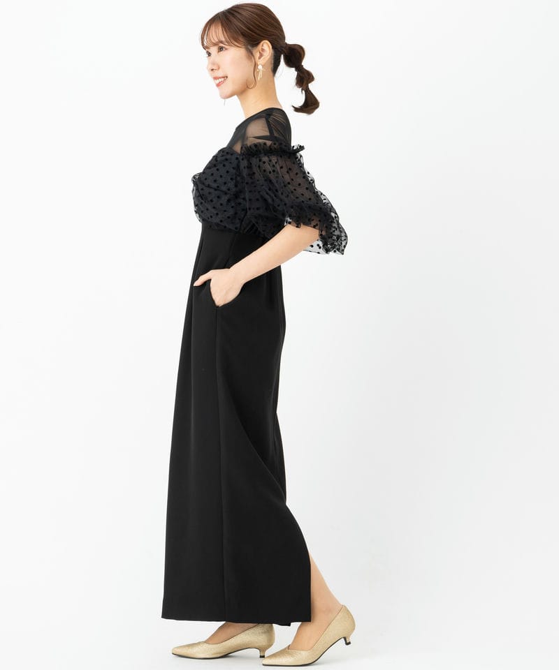 ANDRESD アンドレスド フロッキードットドレス ブラック系 | 結婚式