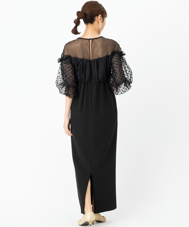 ANDRESD アンドレスド フロッキードットドレス ブラック系 | 結婚式