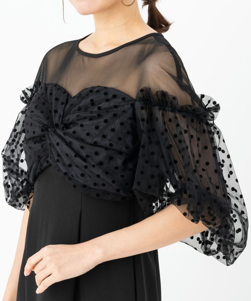 ANDRESD アンドレスド フロッキードットドレス ブラック系 | 結婚式