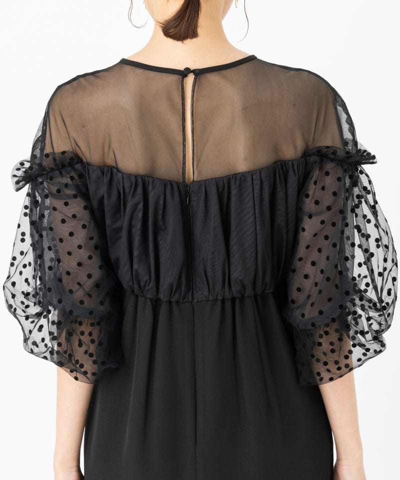 ANDRESD アンドレスド フロッキードットドレス ブラック系 | 結婚式