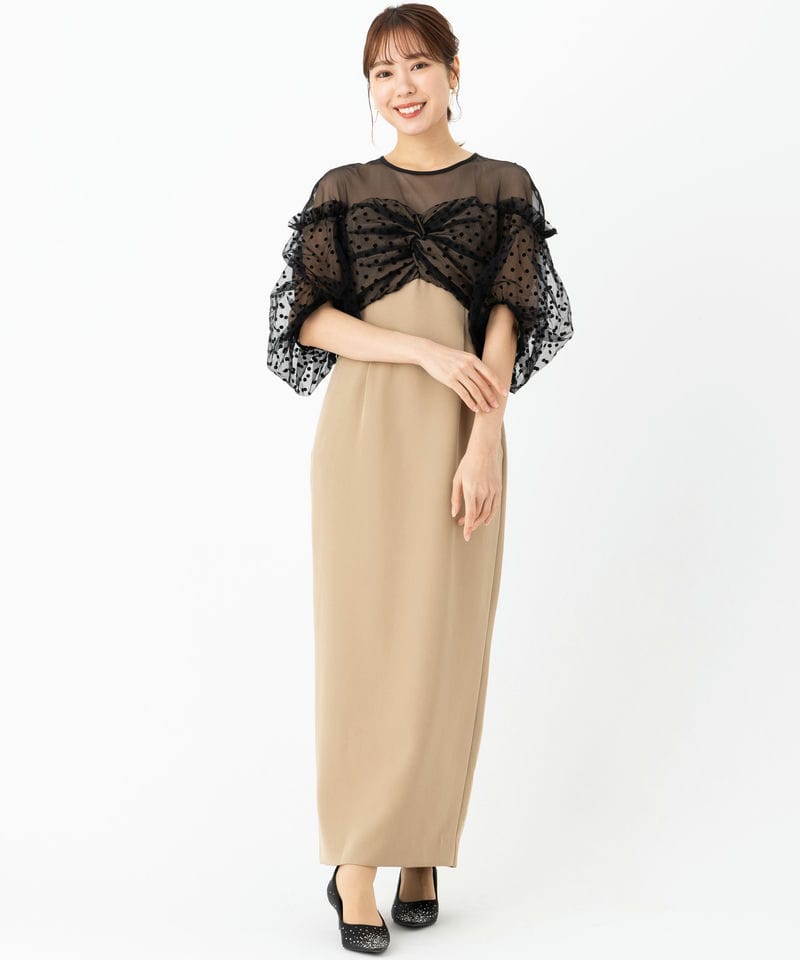 ANDRESD アンドレスド フロッキードットドレス ブラック系 | 結婚式