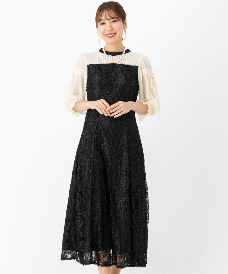 JILL STUART ジルスチュアート バイカラーラッフルレースドレス