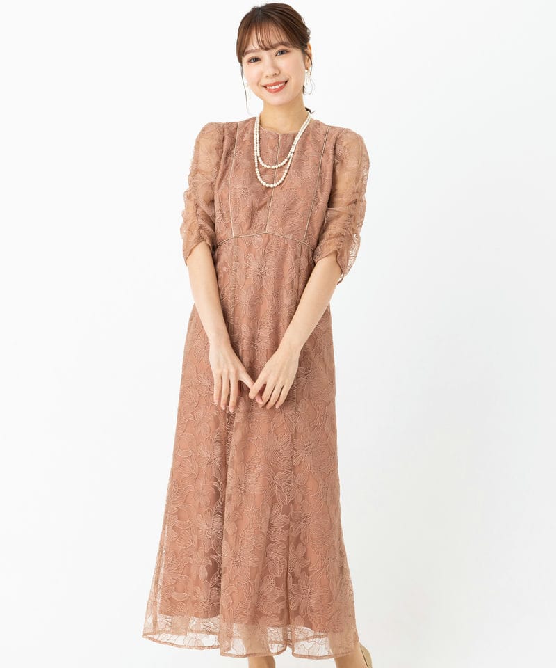 Aimer エメ グリッターレースフィット&フレアドレス ピンク系 | 結婚式