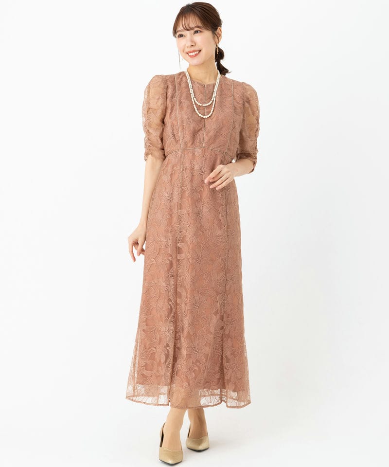 Aimer エメ チュールエンブロイダリーレースパイピングドレス その他 x