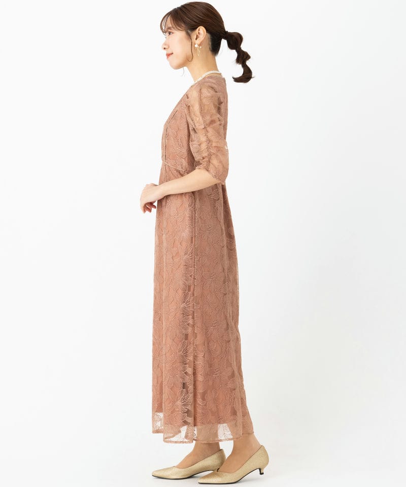 Aimer エメ チュールエンブロイダリーレースパイピングドレス その他 x