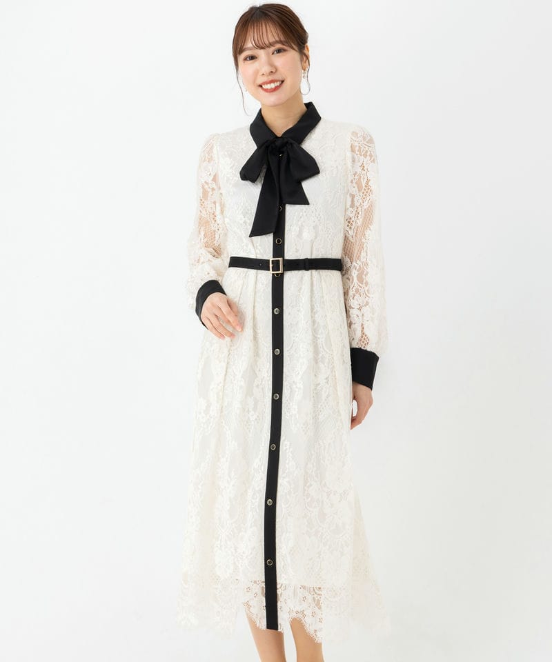 GRACE CONTINENTAL グレースコンチネンタル レース刺繍ドレス ブラック