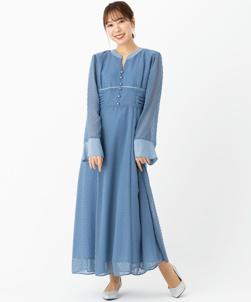 Ray Beams レイビームス カットドビーキーネックドレス ブルー系 