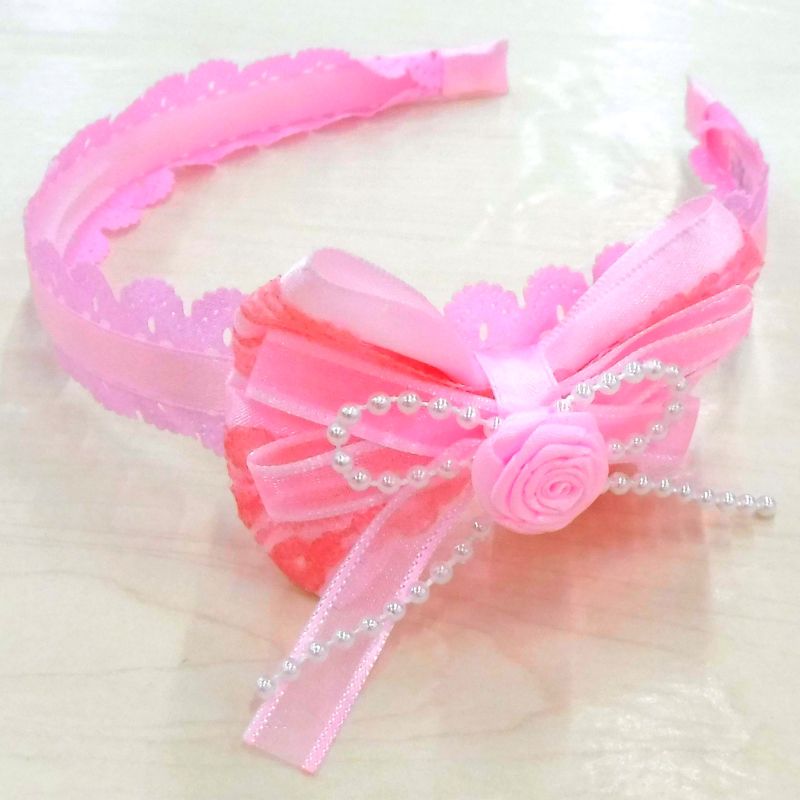 KIDS 【キッズ】レースリボンカチューシャ ピンク系 | 結婚式