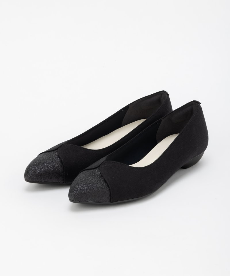 DIANA ダイアナ グリッターチュールフラットシューズ ブラック系
