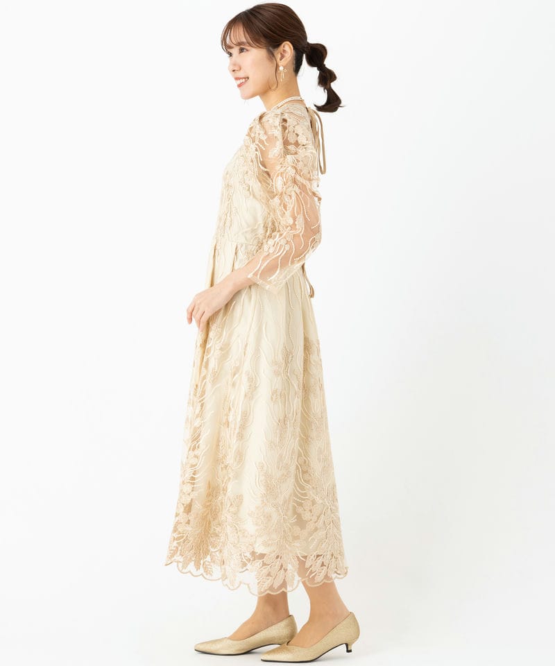 Select Shop 【ドレス2点セット】フローイングリーフエンブロイダリー