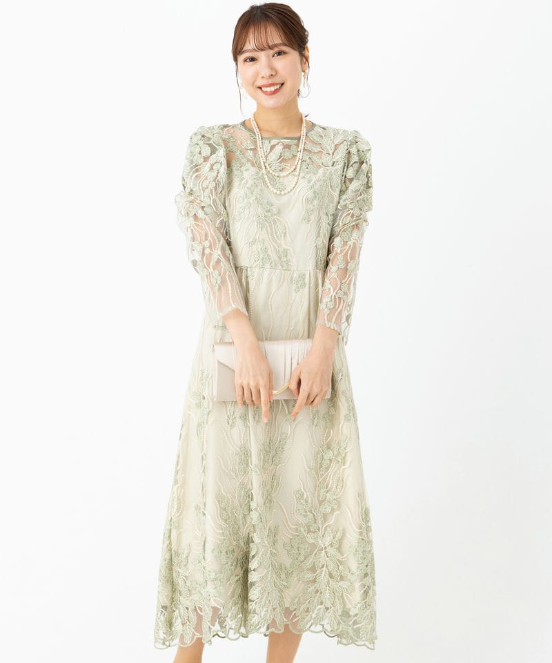 Select Shop 【ドレス2点セット】フローイングリーフエンブロイダリー