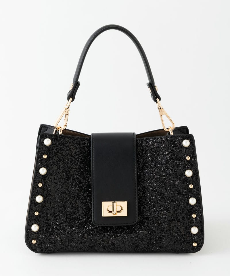 DIANA ダイアナ グリッターミニボストンバッグ ブラック系 | 結婚式