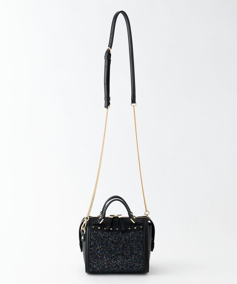 DIANA ダイアナ グリッターミニボストンバッグ ブラック系 | 結婚式