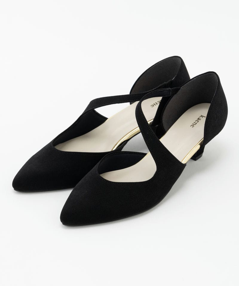 DIANA ダイアナ ビッグリボンフラットシューズ ブラック系 x シルバー