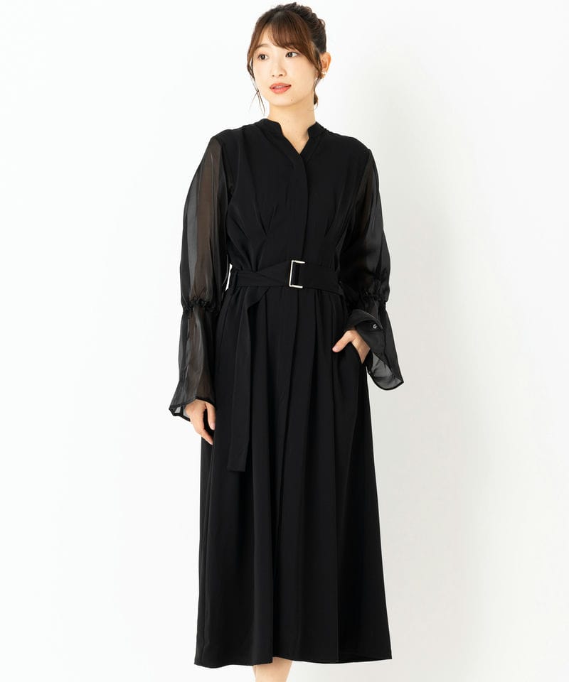 HARE ハレ ソデプリーツレースドレス ブラック系 | 結婚式パーティーの