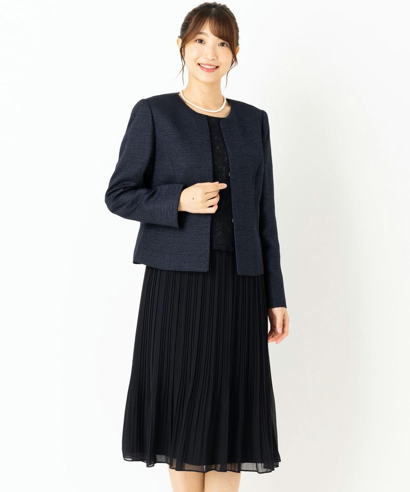 東京ソワール 【プレミアムスーツ2点SET】グログランジャケット&レース