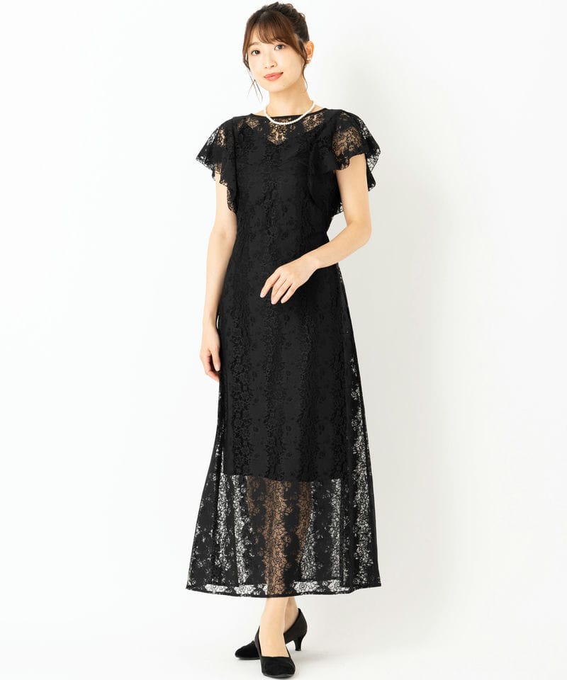 snidel スナイデル ドレス レース Mサイズ SNIDEL スナイデル コクーンレースドレス ブラック系 | 結婚式