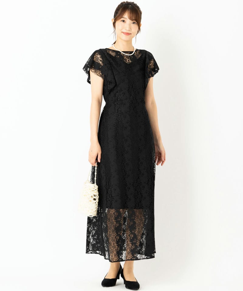 SNIDEL スナイデル コクーンレースドレス ブラック系 | 結婚式