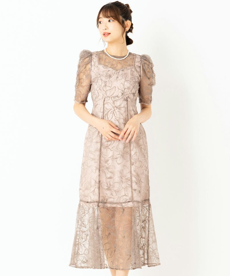 LilyBrown リリーブラウン ウエストクロスラメレースドレス イエロー系