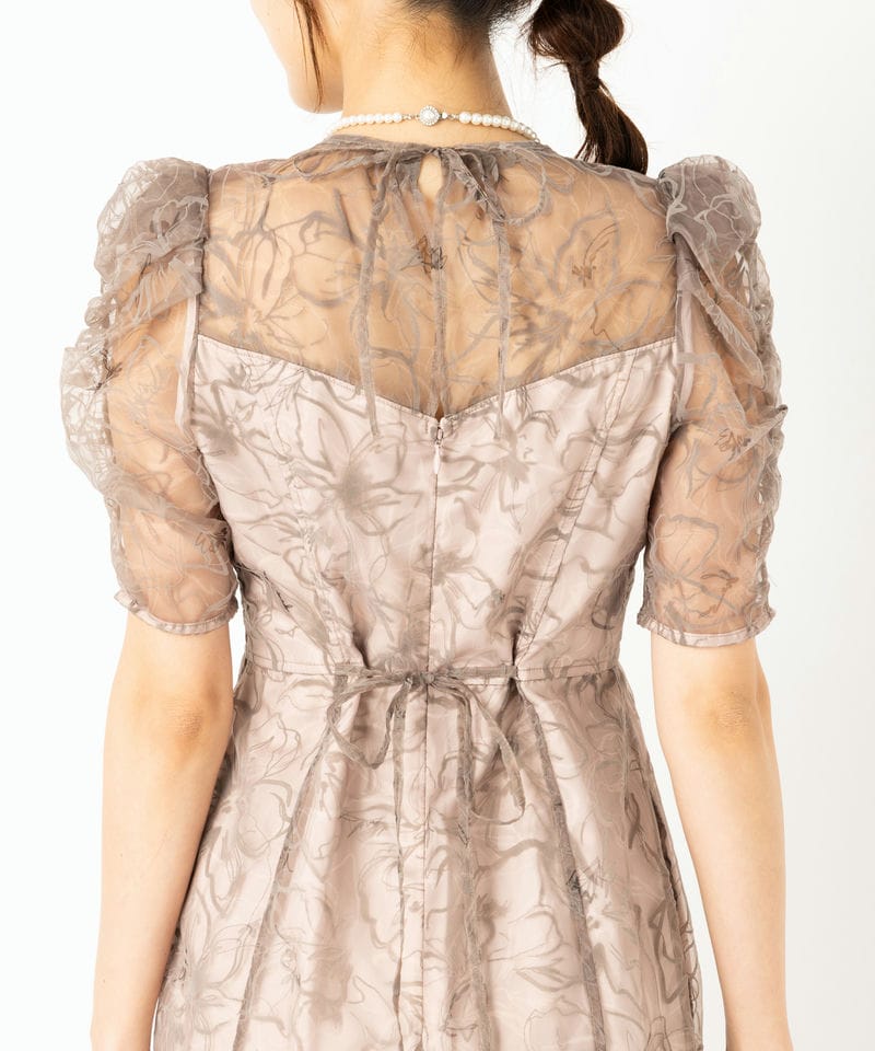 Lily Brown オーガンジードレス 結婚式 パーティー リリーブラウン LilyBrown リリーブラウン パフスリーブソフトオーガンジードレス