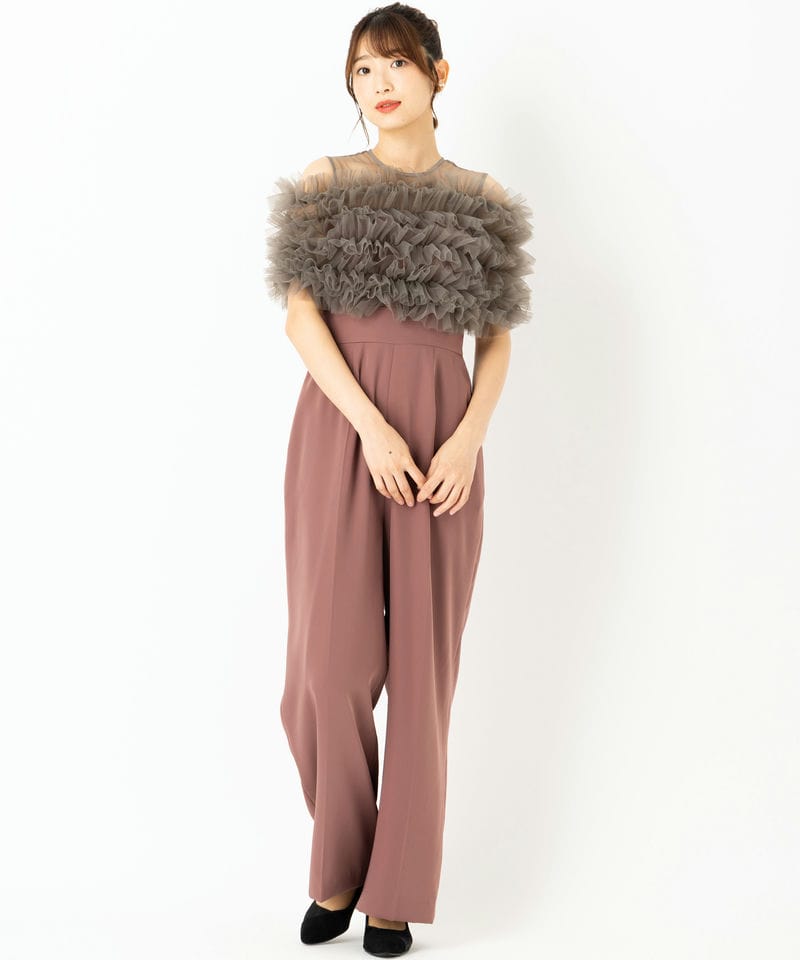 LAGUNAMOON ラグナムーン LADYチュールオフショルパンツドレス ピンク