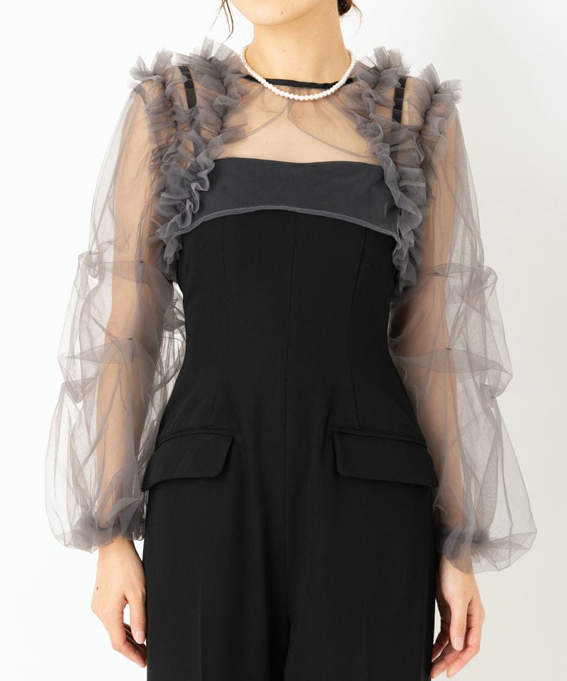 LilyBrown リリーブラウン チュールボレロセットコンビネゾン ブラック