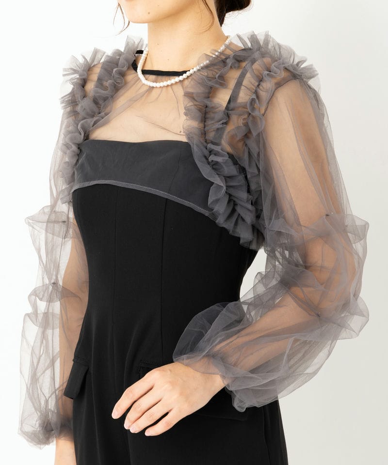 LilyBrown リリーブラウン チュールボレロセットコンビネゾン ブラック