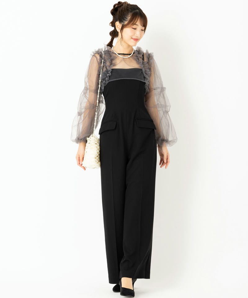 LilyBrown リリーブラウン チュールボレロセットコンビネゾン ブラック