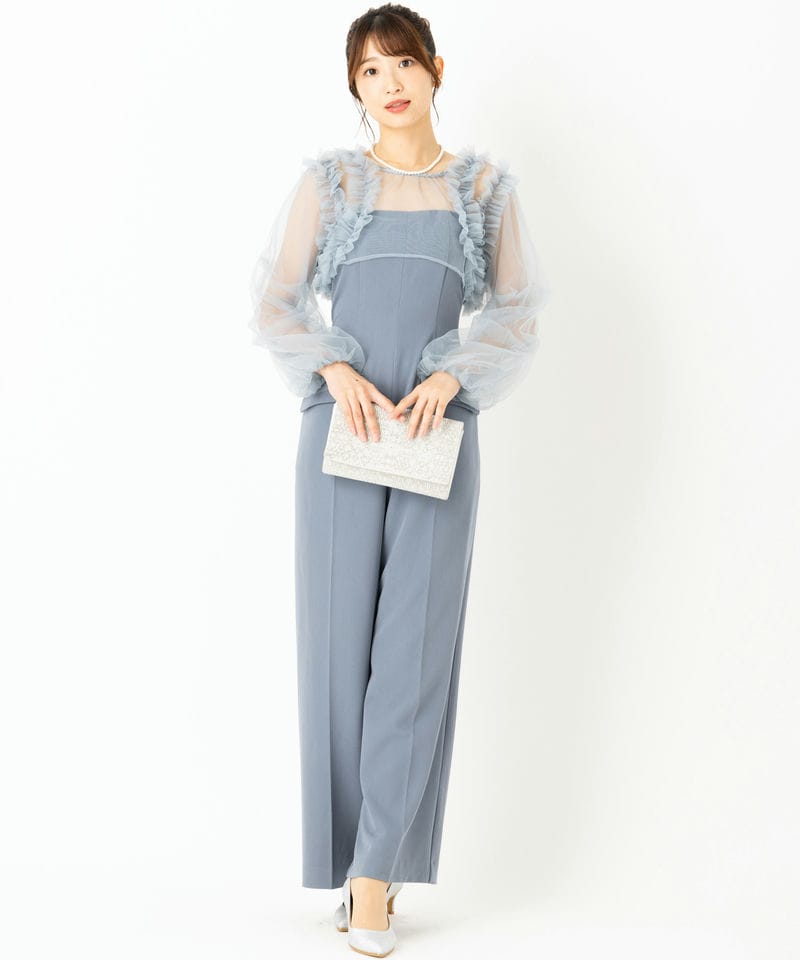 LilyBrown リリーブラウン チュールボレロセットコンビネゾン ブルー系