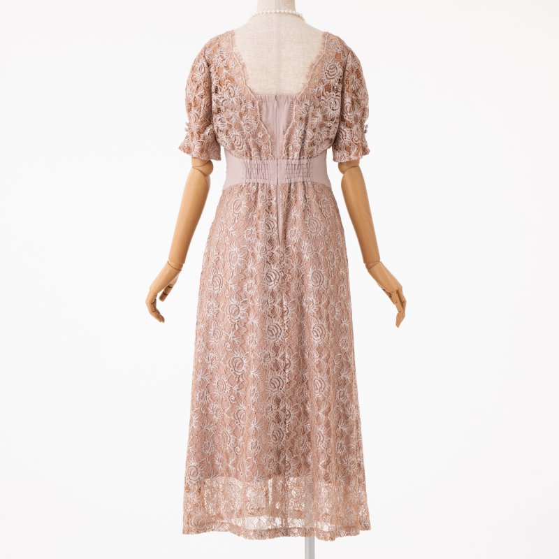 LilyBrown リリーブラウン ウエストクロスラメレースドレス ピンク系