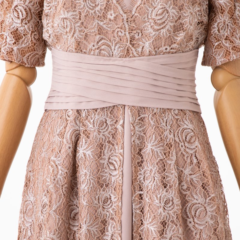 LilyBrown リリーブラウン ウエストクロスラメレースドレス ピンク系