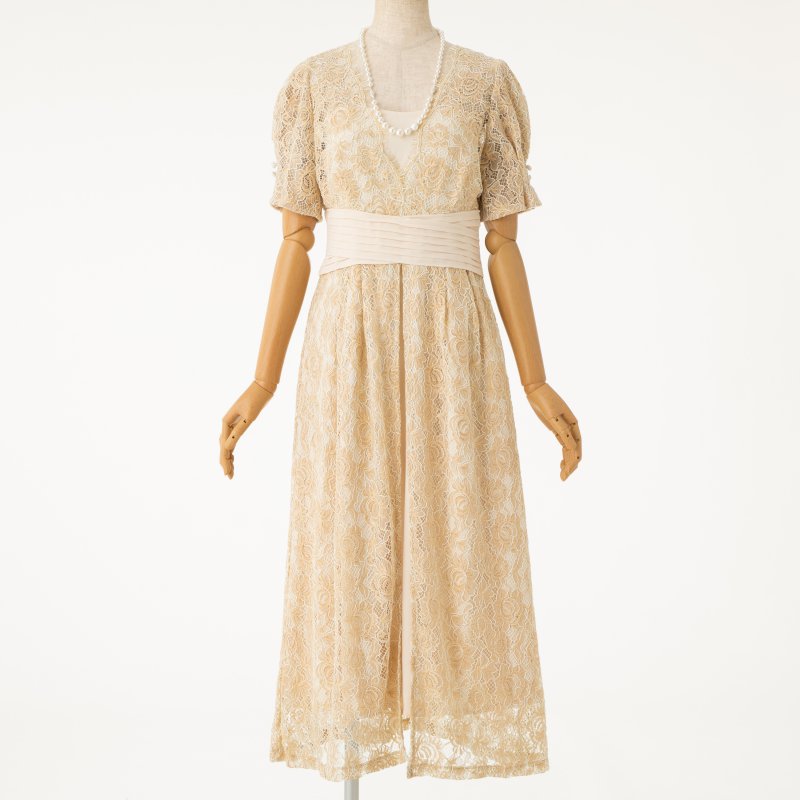 LilyBrown リリーブラウン ウエストクロスラメレースドレス イエロー系