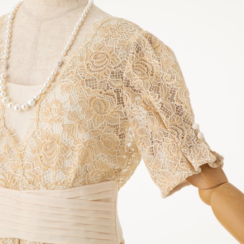 LilyBrown リリーブラウン ウエストクロスラメレースドレス イエロー系