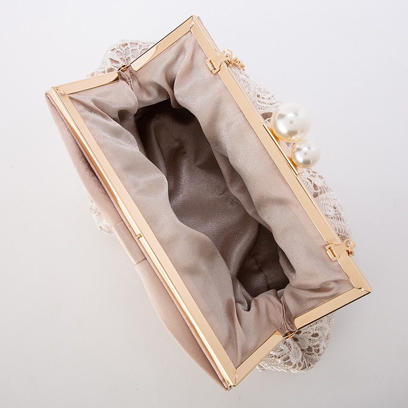 Select Shop 親子パールレース&リボンクラッチバッグ ベージュ系