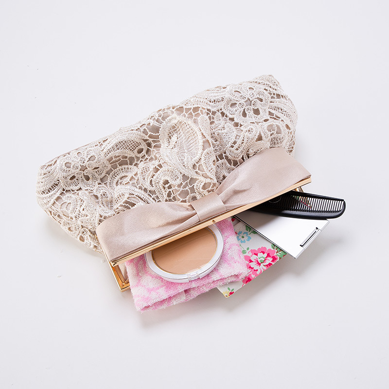 Select Shop 親子パールレース&リボンクラッチバッグ ベージュ系