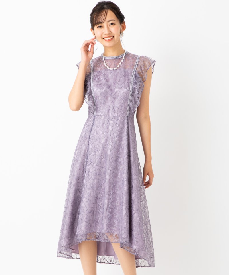 Aimer エメ ギャザーフレアスリーブドレス パープル系 | 結婚式