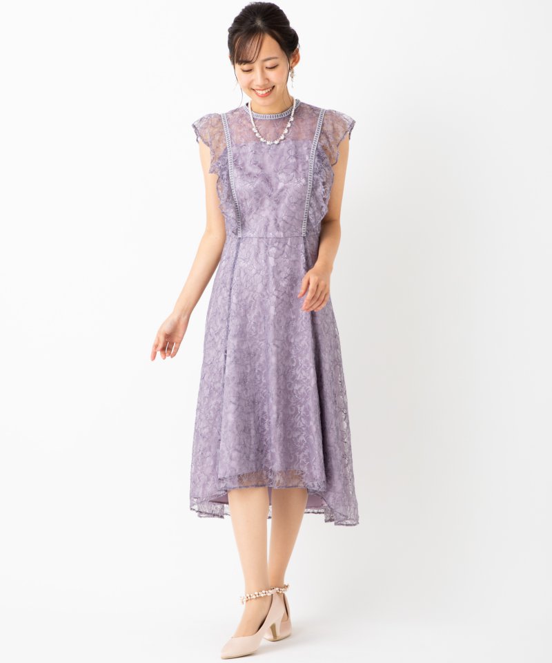 Aimer エメ ギャザーフレアスリーブドレス パープル系 | 結婚式