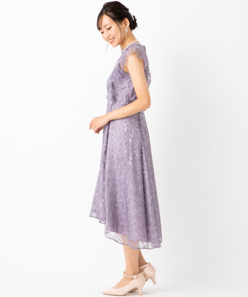 エメ　ギャザーフレアスリーブドレス　ドレス Aimer エメ ギャザーフレアスリーブドレス パープル系 | 結婚式