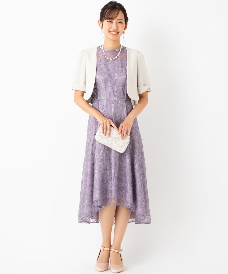 Aimer エメ ギャザーフレアスリーブドレス パープル系 | 結婚式