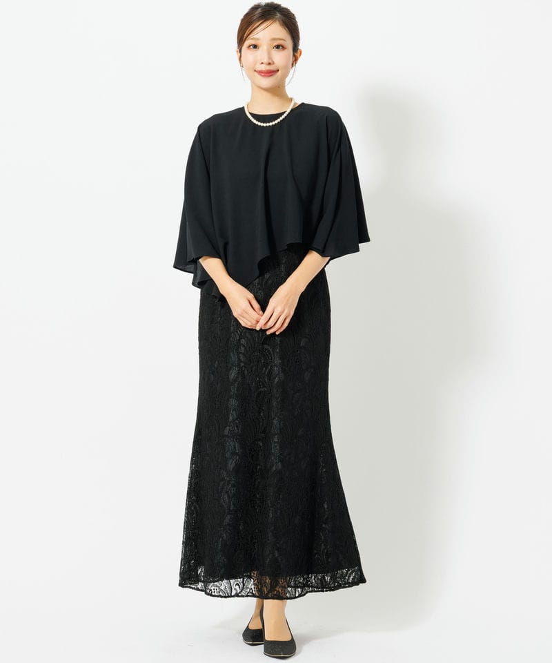anuans アニュアンス エンブロイダリーレースケープセットドレス