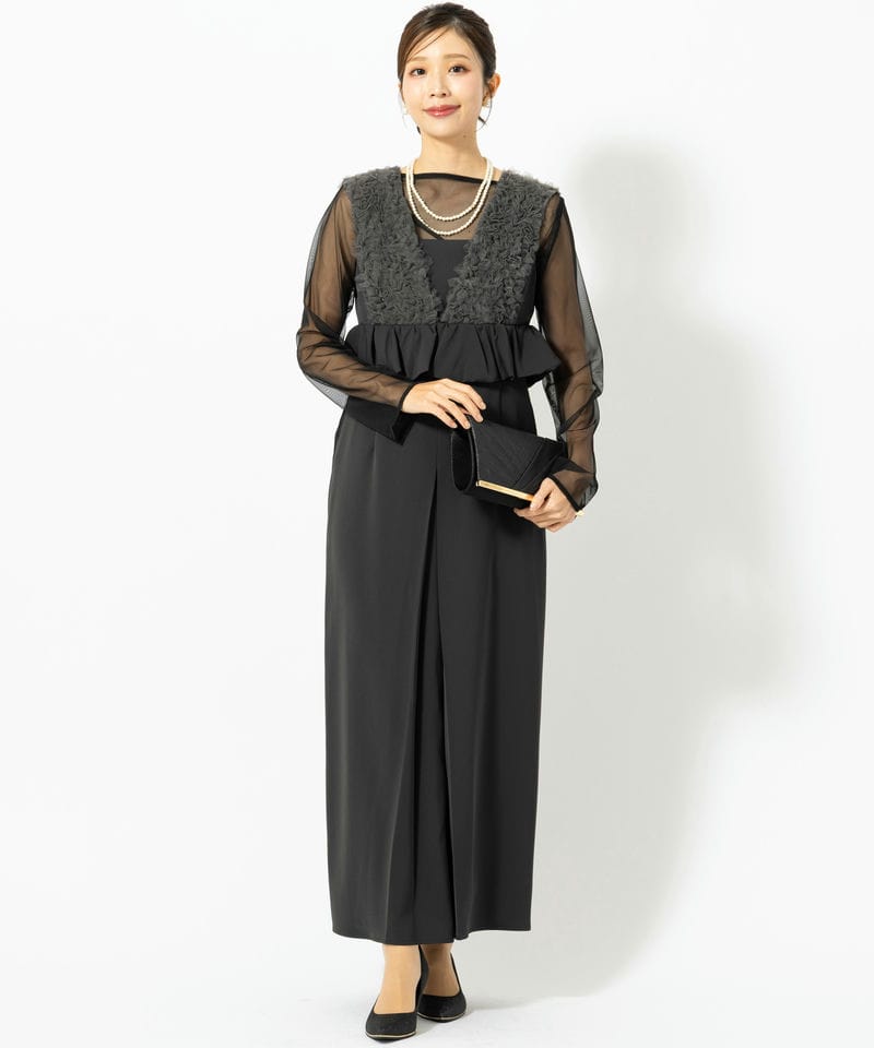 【ANDRESD】ボリュームチュールペプラムドレス ボリュームチュールペプラムドレス / volume tulle peplum dress