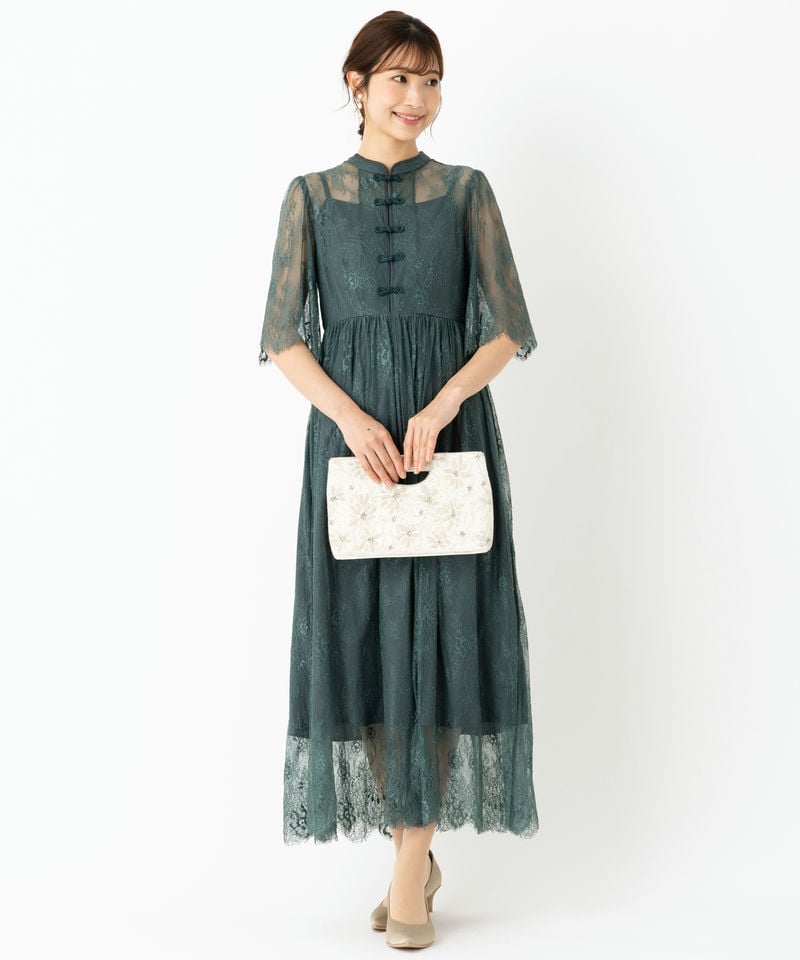 Select Shop チャイナ風総レースドレス グリーン系 | 結婚式パーティー