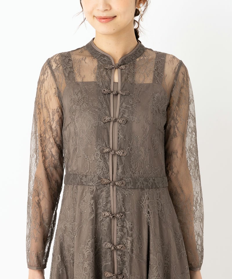 Select Shop フロントボタンチャイナ風総レースドレス その他 x