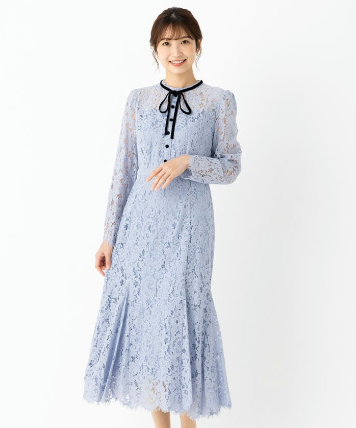 SNIDEL スナイデル ボリュームフレアレースドッキングドレス その他 x