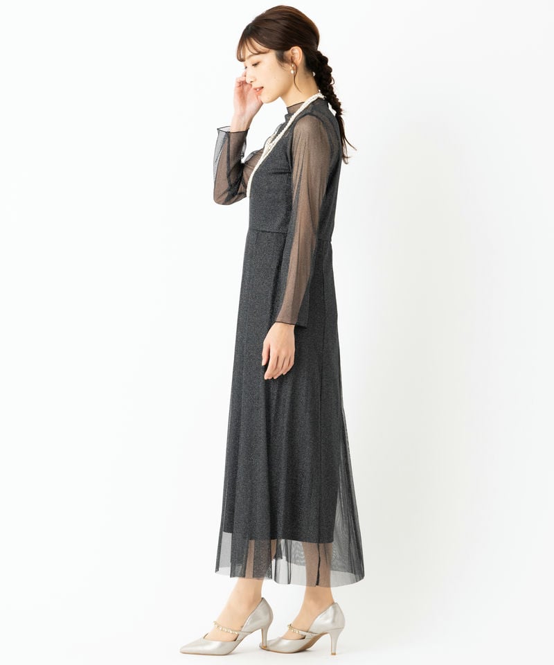 kaene カエン ラメチュールメロウドレス ブラック系 | 結婚式