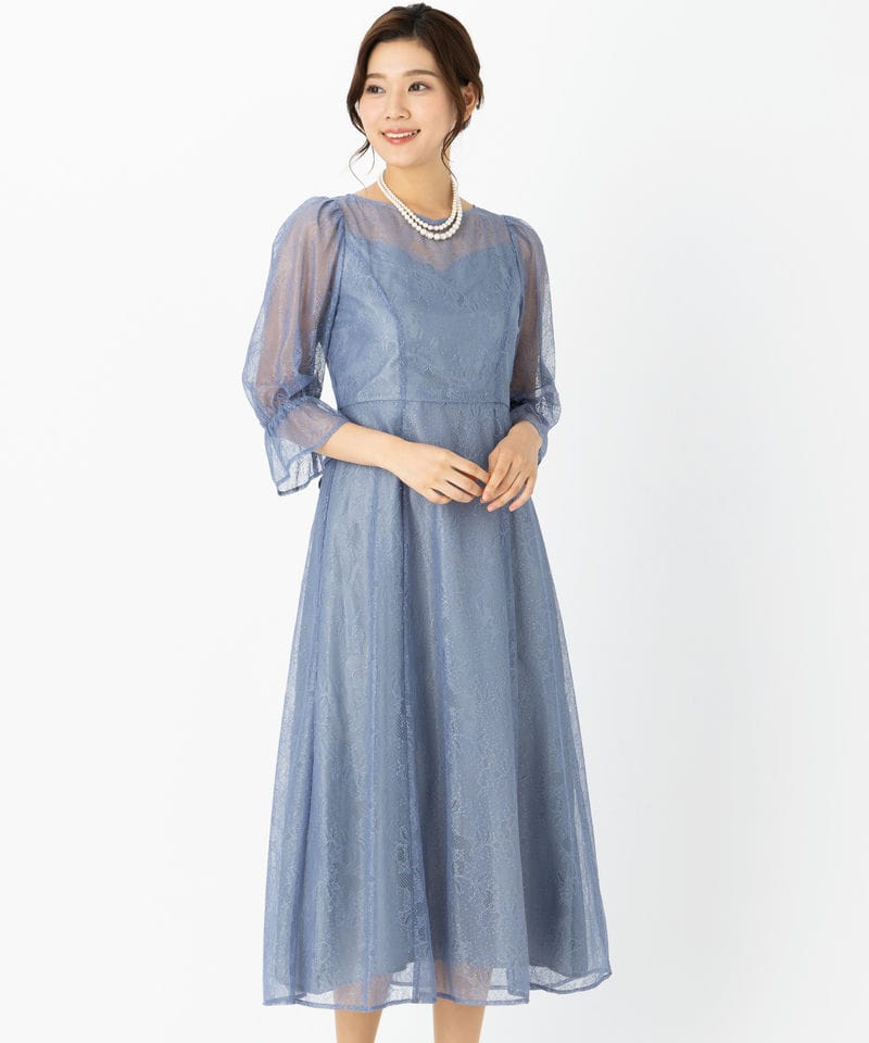 Aimer エメ グリッターレースフィット&フレアドレス ピンク系 | 結婚式